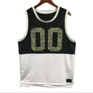 On the Byas Jersey Tank Black and White, Size Large